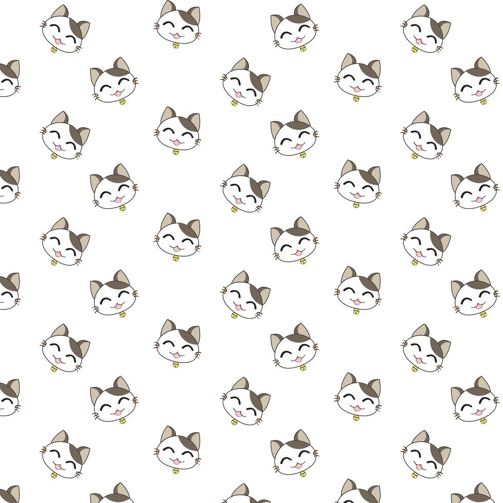 Cartoon Happy Cat Faces Pattern