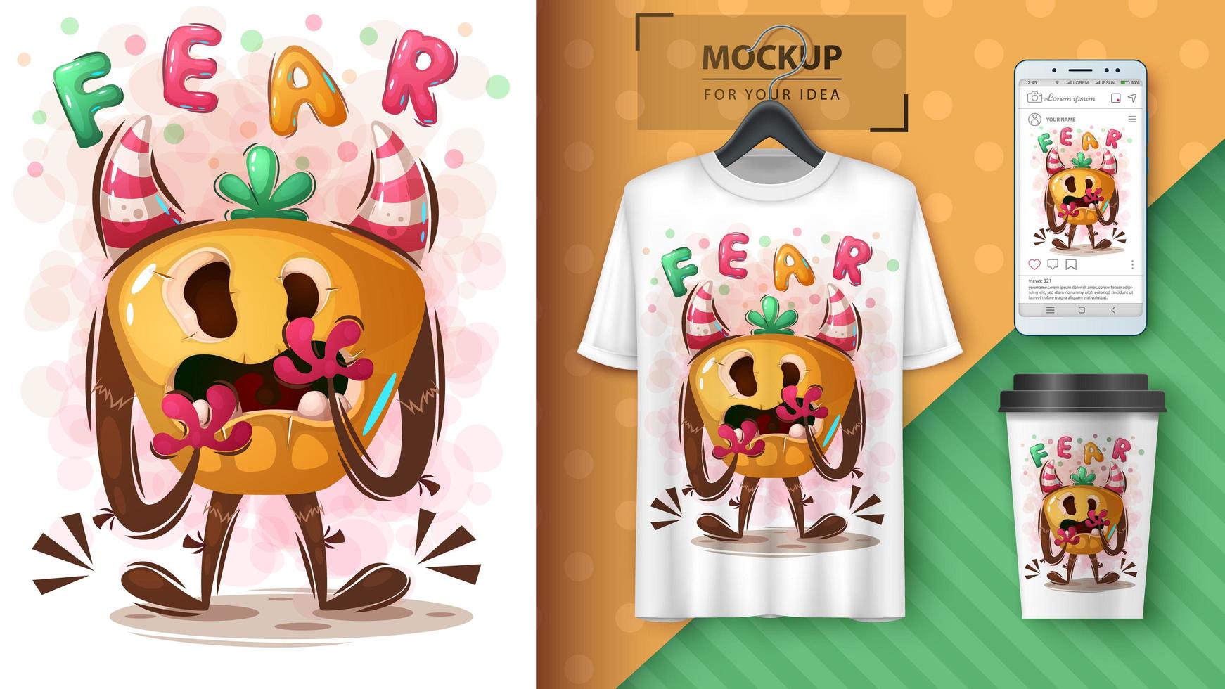 Fear Halloween Monster Poster and Merchandising vector