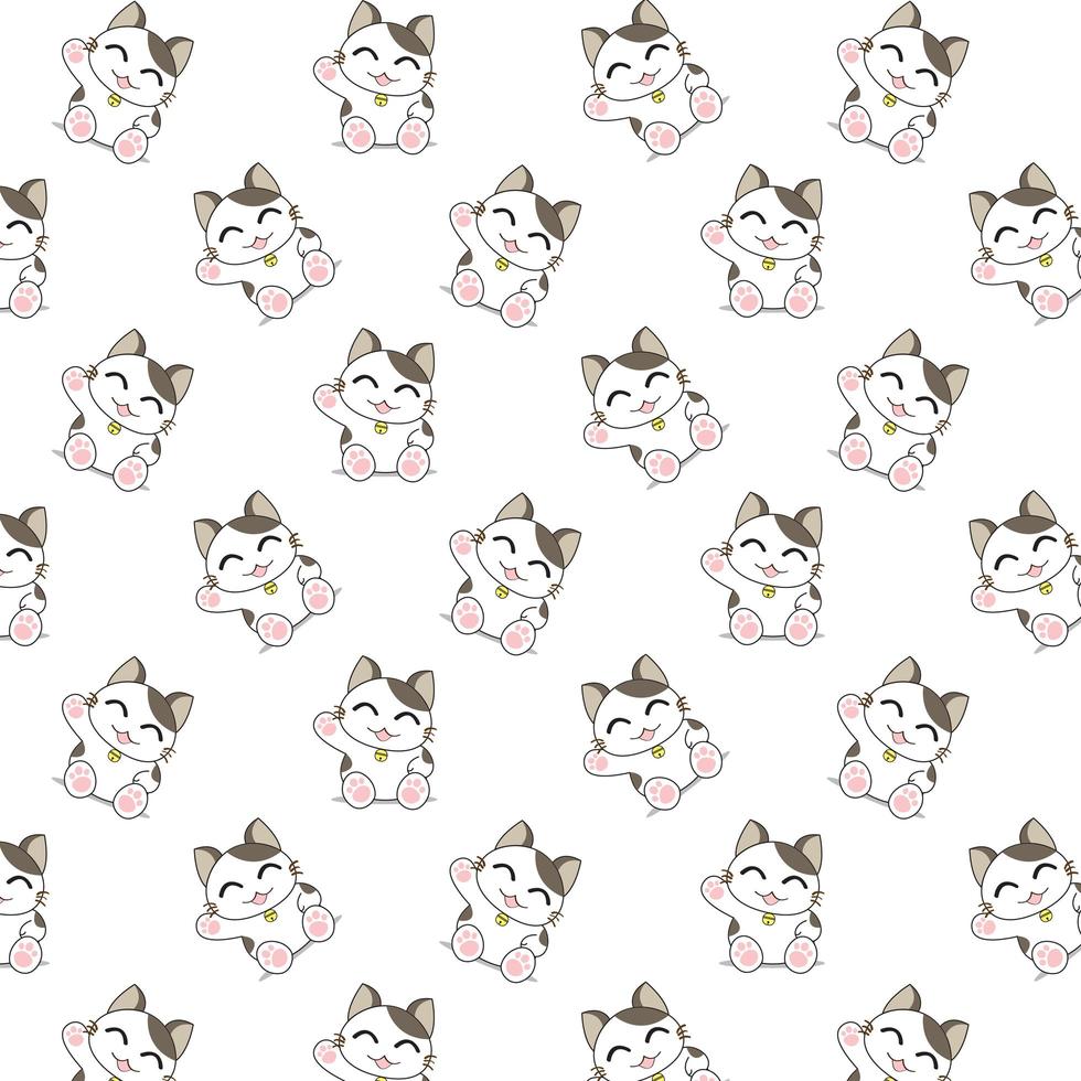 Cartoon Cat Waving Pattern vector