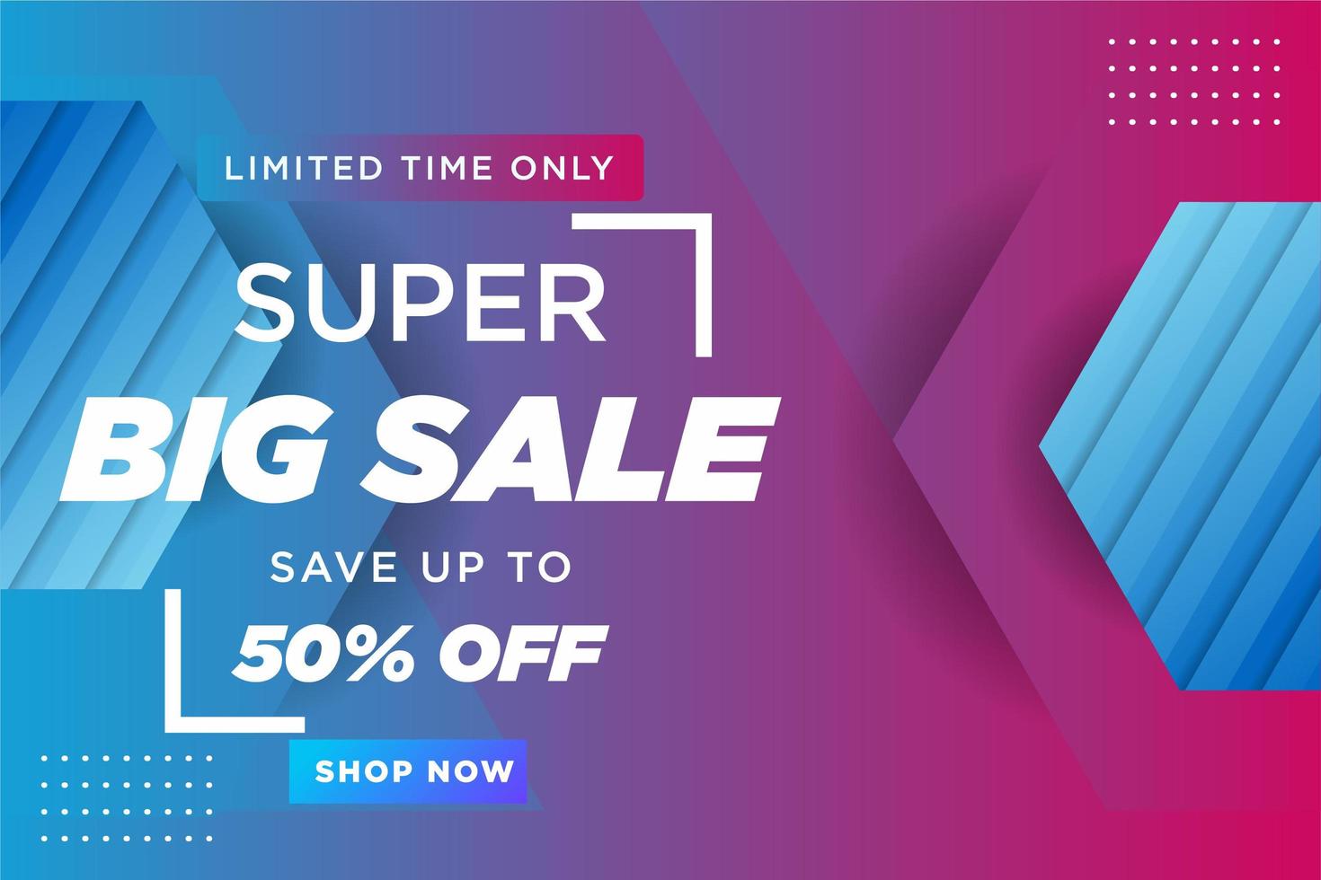 Super big sale banner with hexagons vector