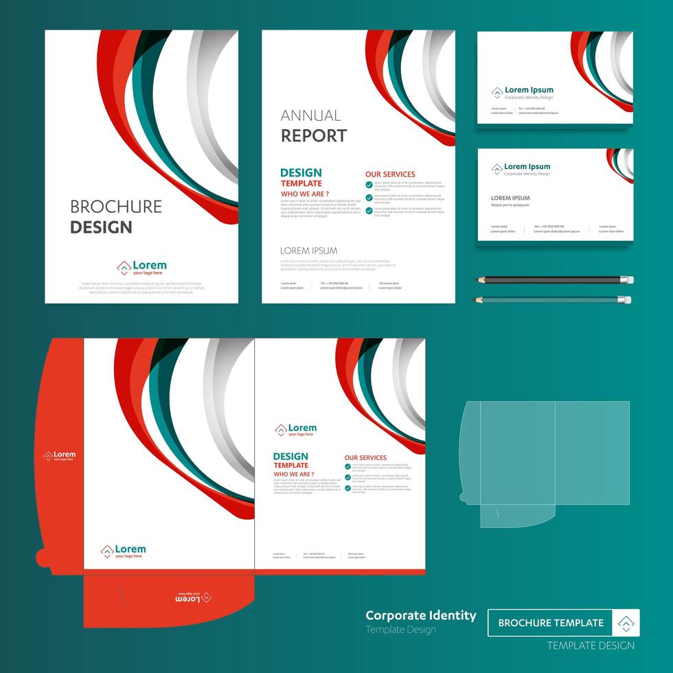 Business Template Set with Curved Shapes vector
