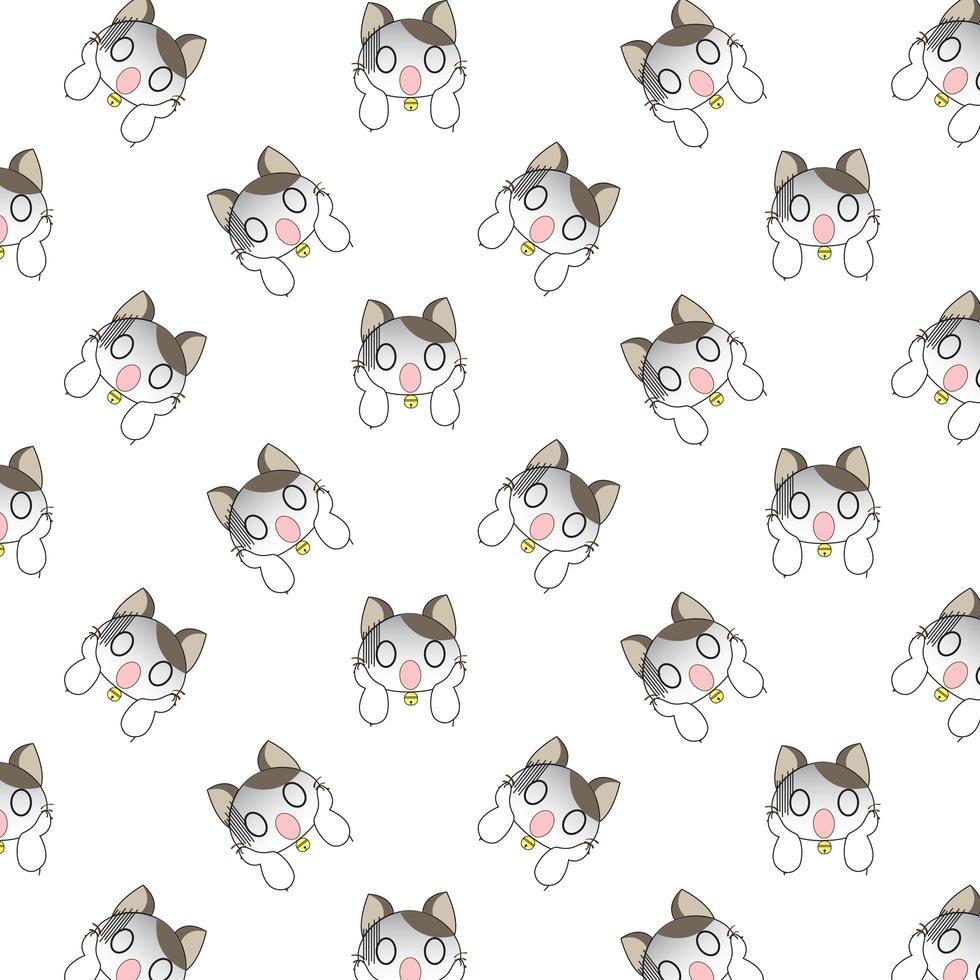  Cartoon Surprised Cats Pattern vector