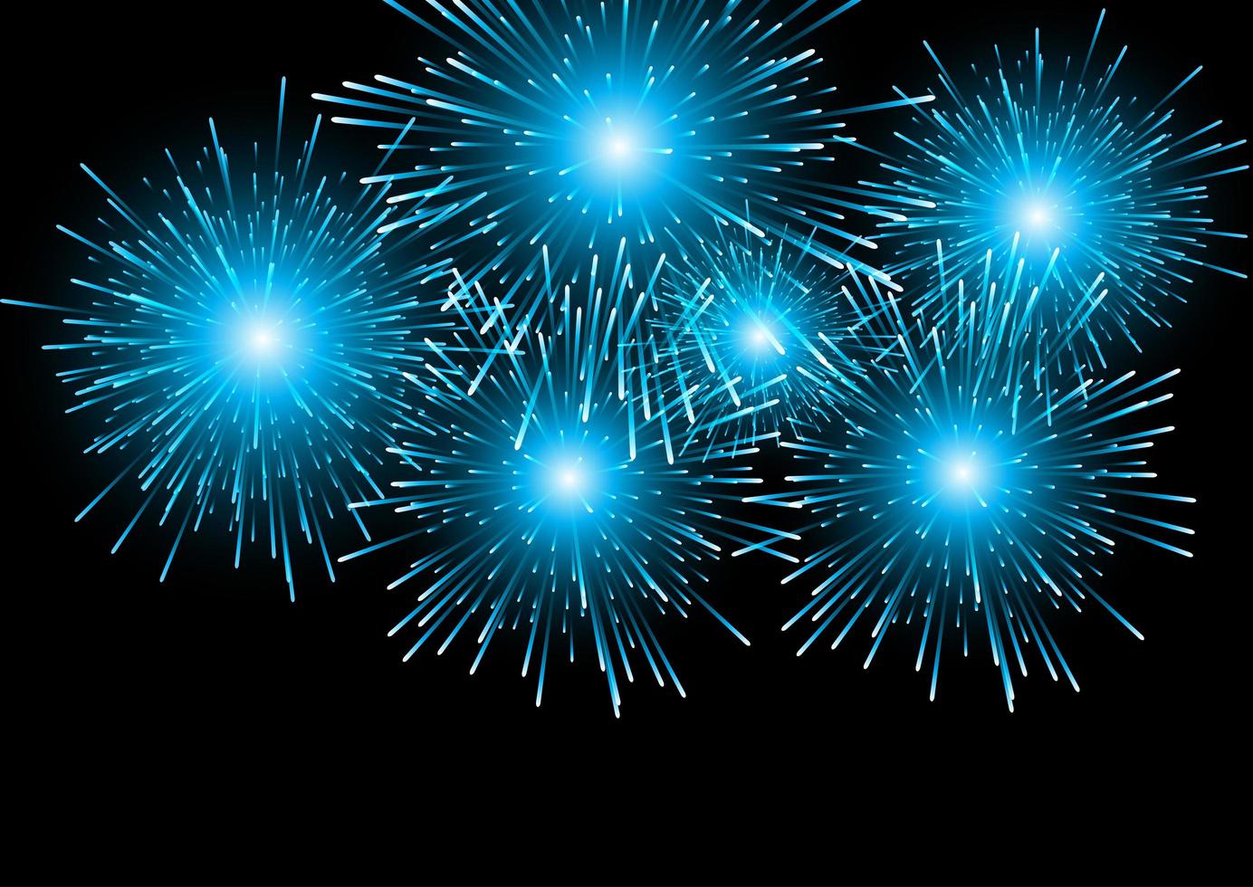 Blue Fireworks on Black vector