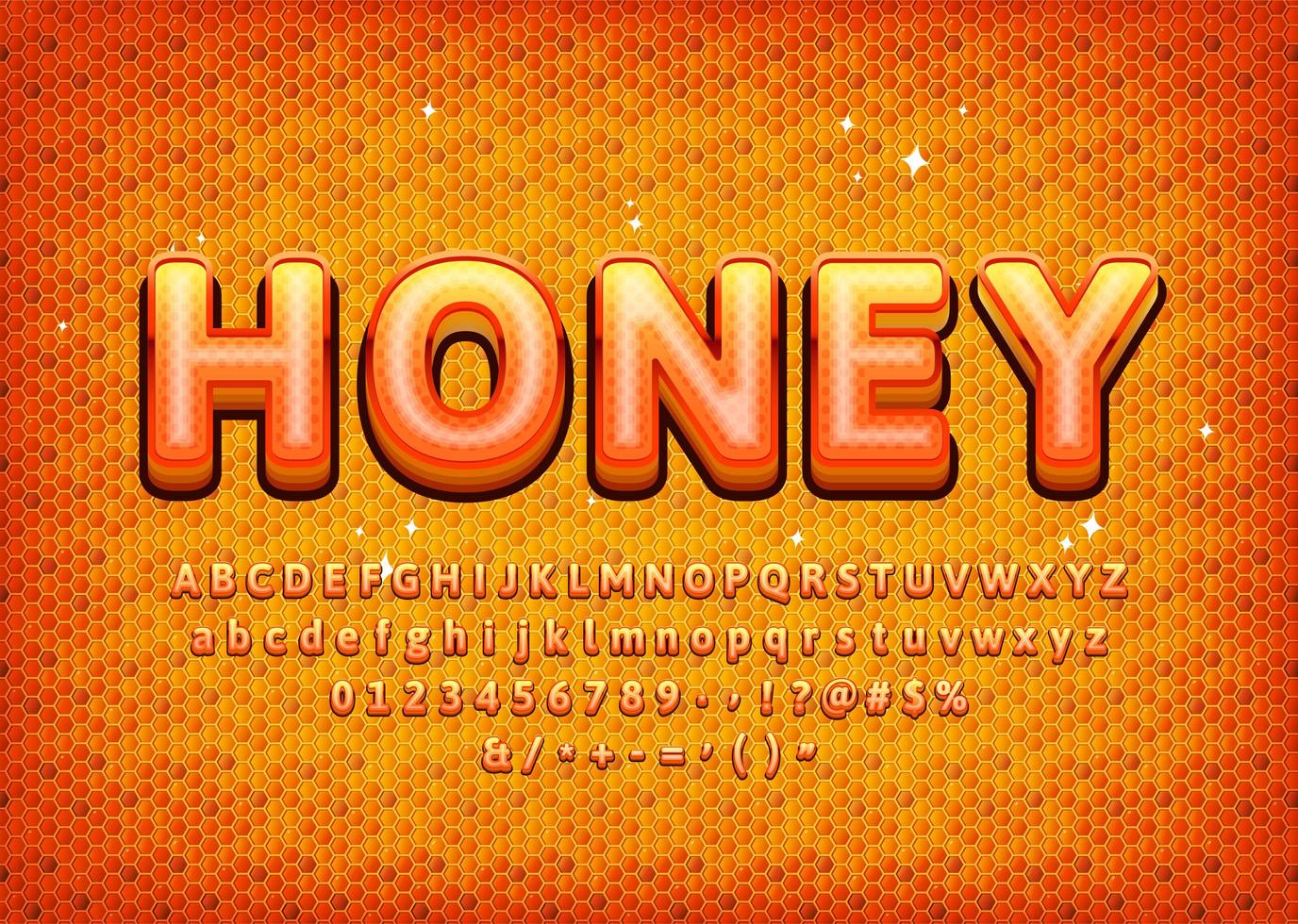 Sweet Honey alphabet with realistic pattern vector