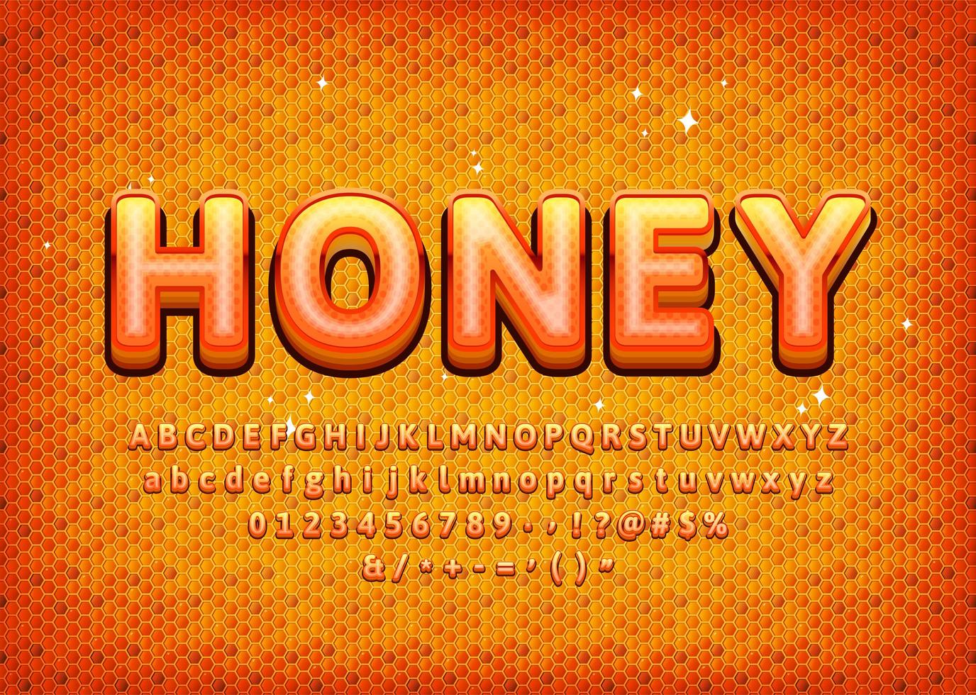 Sweet Honey alphabet with realistic pattern vector