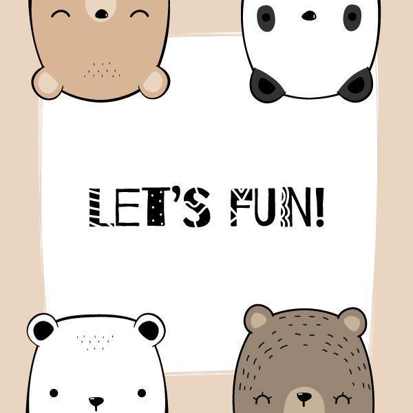 Polar, Teddy, Grizzly, Panda Bear Head Card vector