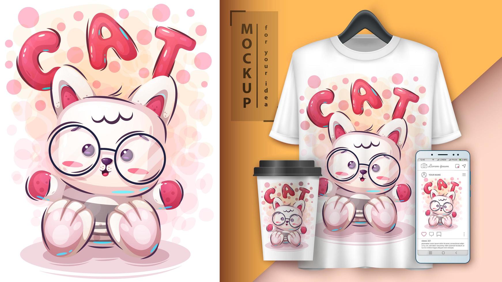 Teddy Kitty Poster and Merchandising vector