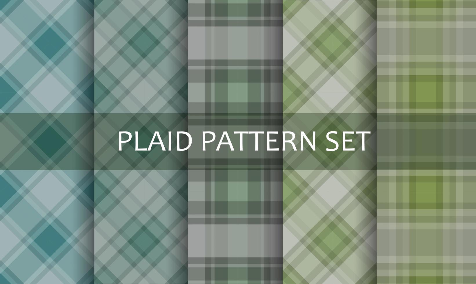 Plaid Green and Blue Patterns Set vector