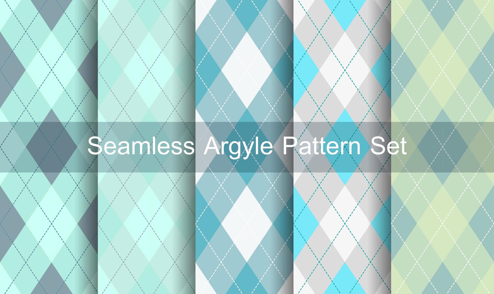 Seamless blue green argyle pattern set vector
