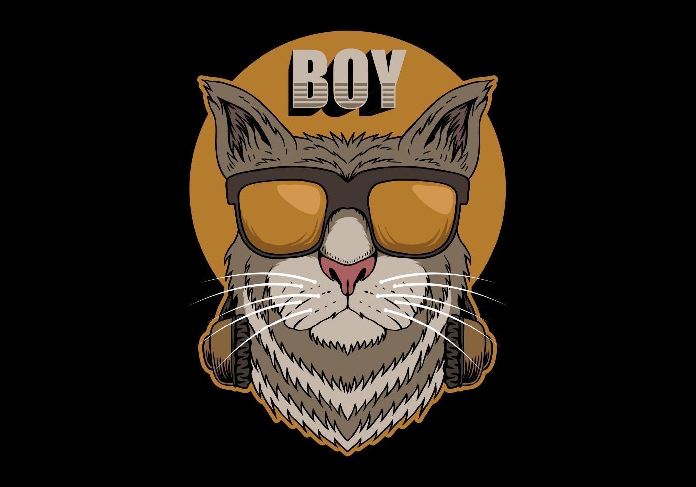 Cat Boy with headphones vector