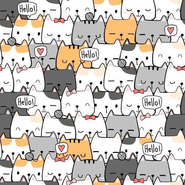 Cute Cat Cartoon Doodle Seamless Pattern vector