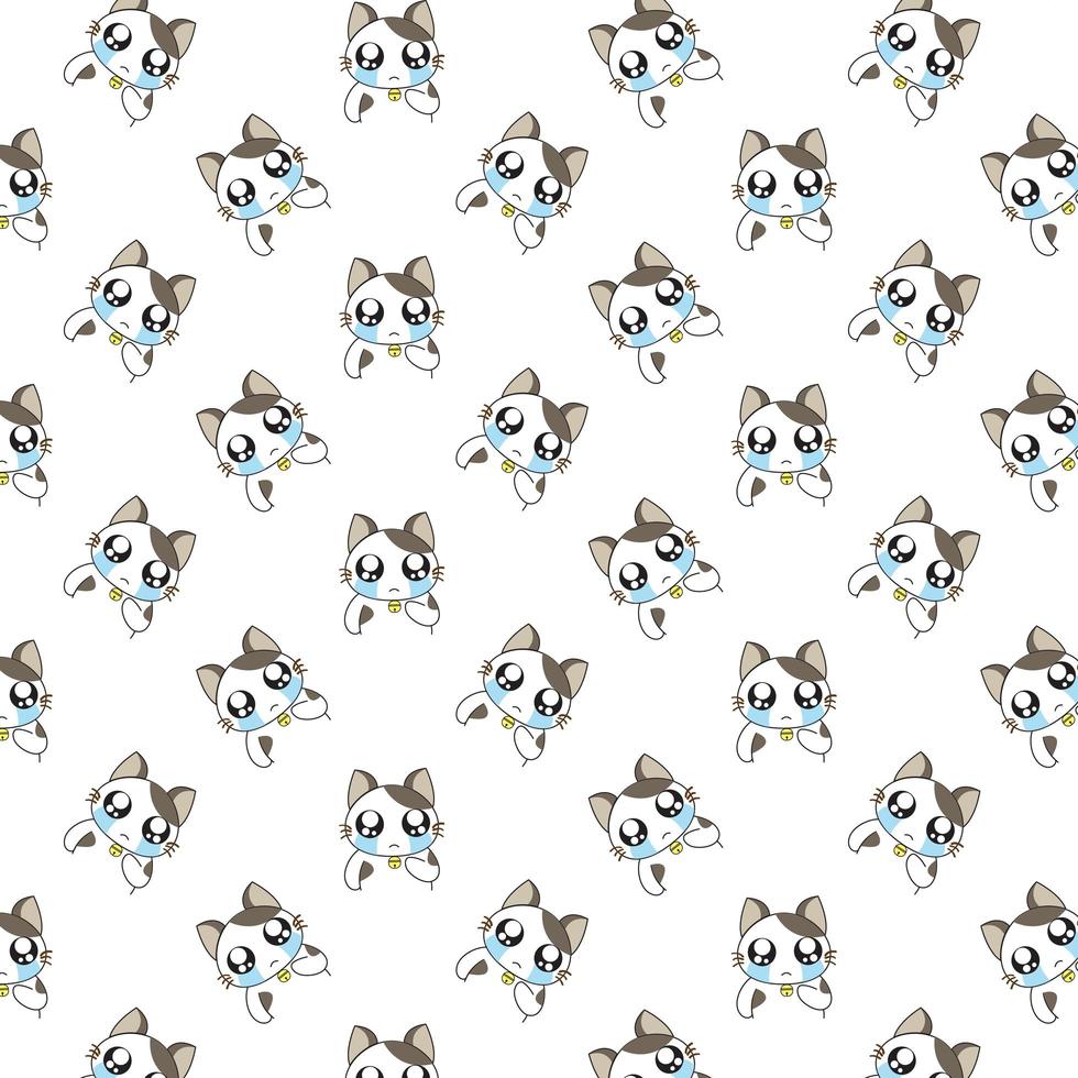  Cartoon Crying Cats Pattern vector