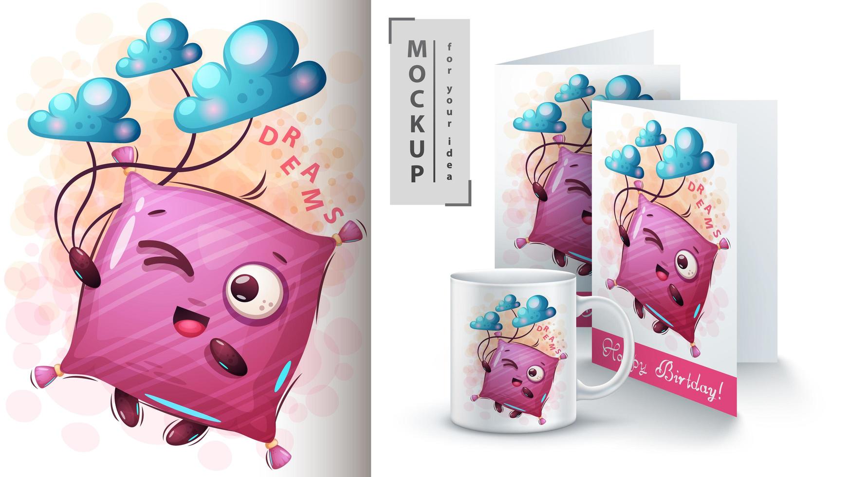 Dreams Pillow Design Mock up  vector