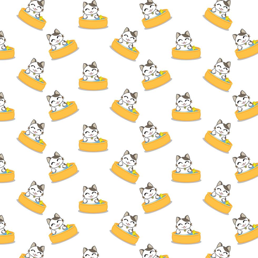 Cartoon Cats Bathing Pattern vector