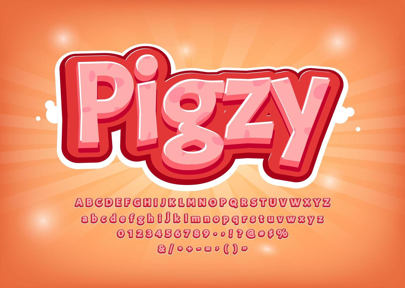 3D Pig Font with Dots vector