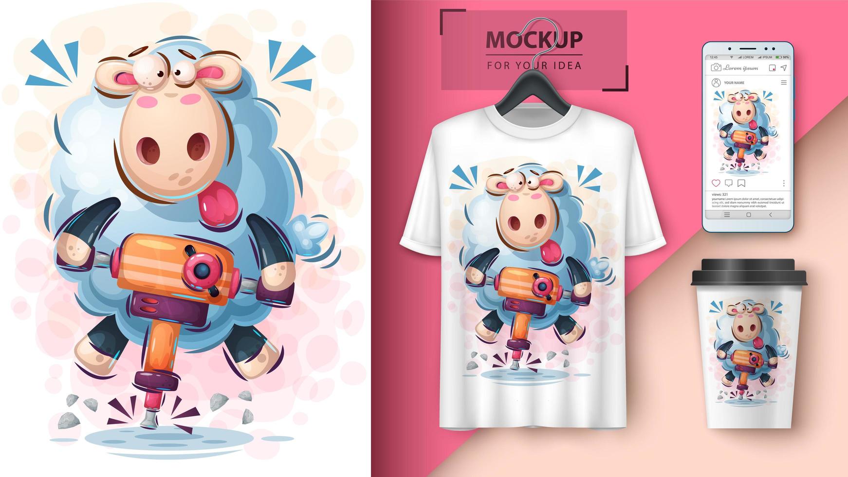 Lamb Work Poster and Merchandising vector