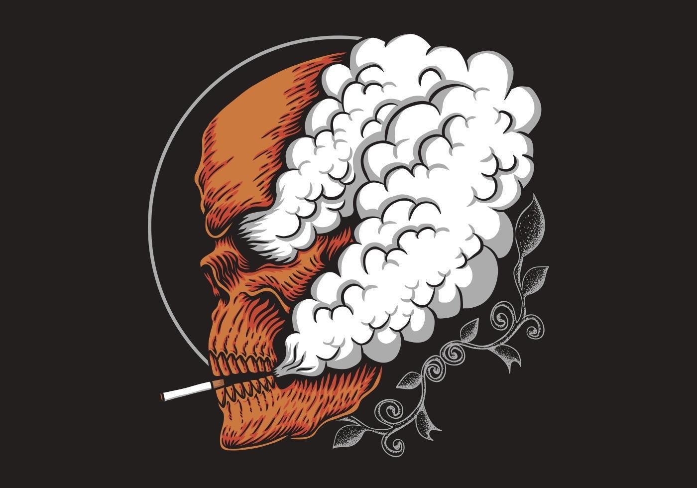 Orange Skull Smoking vector