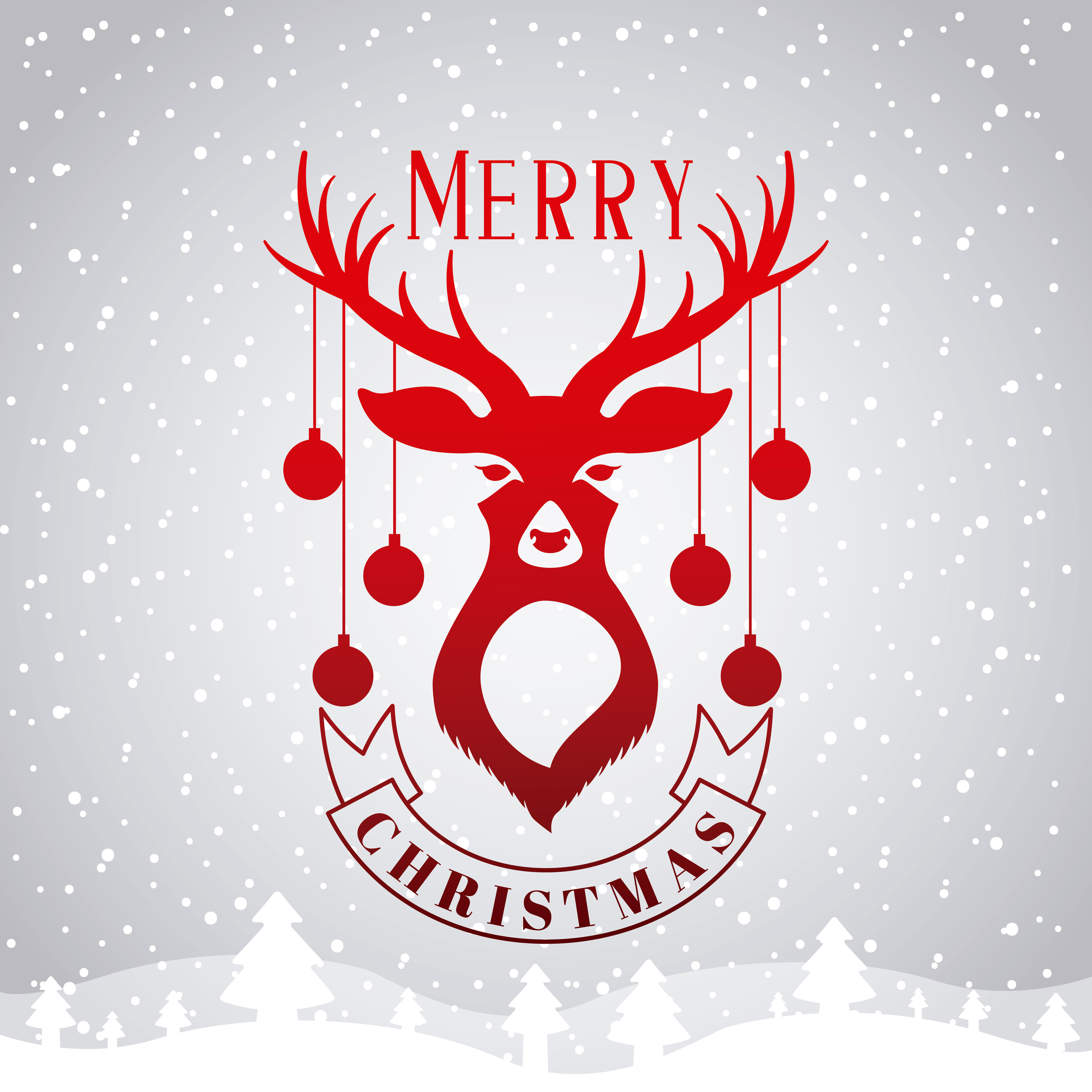 Download Merry Christmas Card with Deer and Ornaments - Download ...