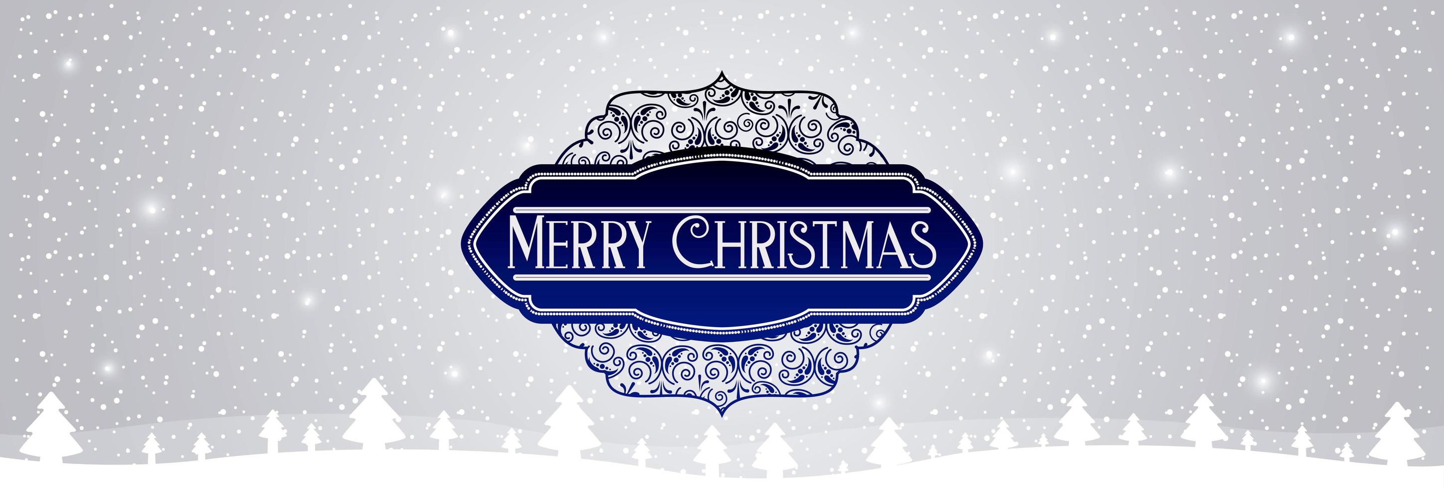 ''Merry Christmas'' Snowy Message Banner vector