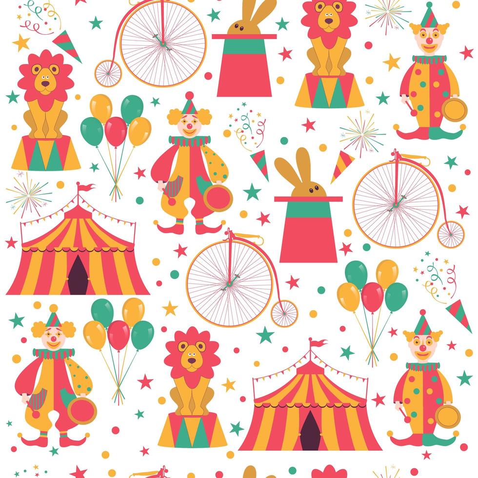 Seamless pattern with circus characters. vector