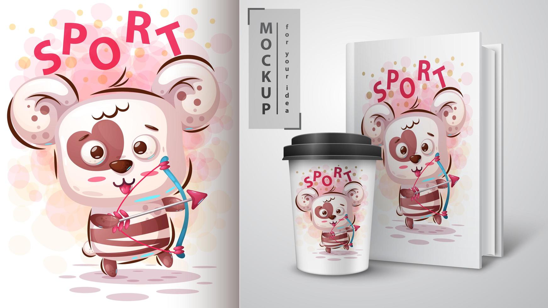Panda Bear Sport Poster Design vector