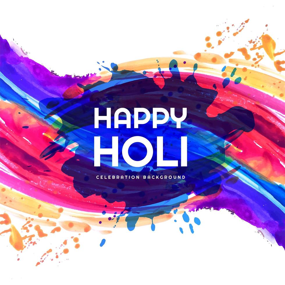 Happy holi colorful splash festival card vector