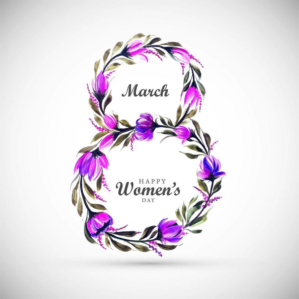 Women's Day Purple Flower in 8 Shape vector