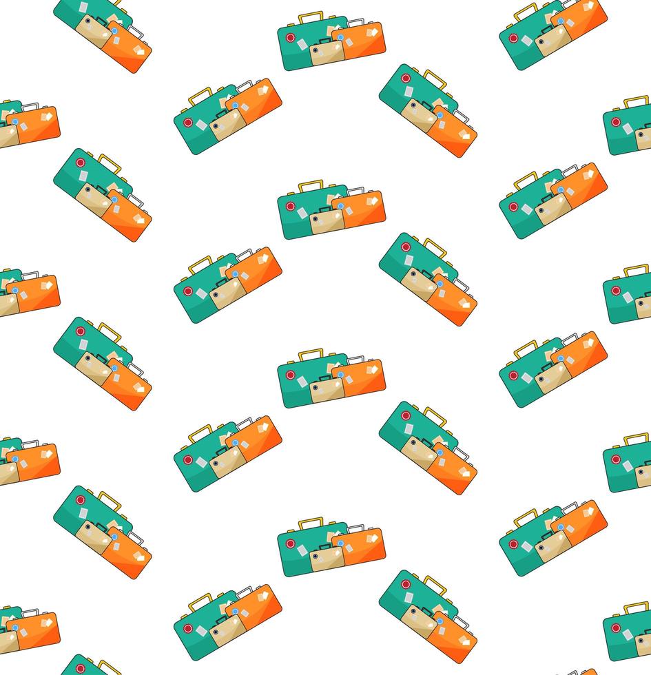 Set of Luggage Pattern on White Background. vector