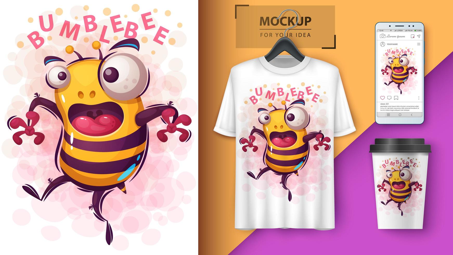 Cartoon Cute Crazy Bubblebee Design vector