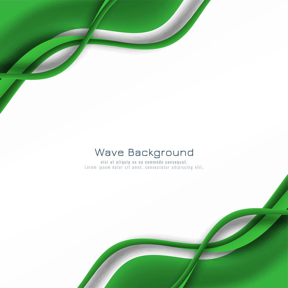 Abstract glowing green wave frame card vector