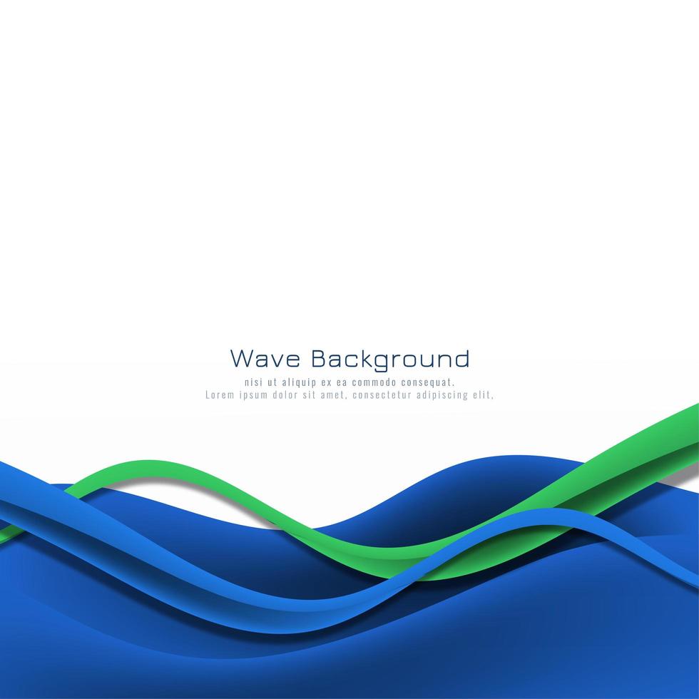 Blue and green wave frame card vector