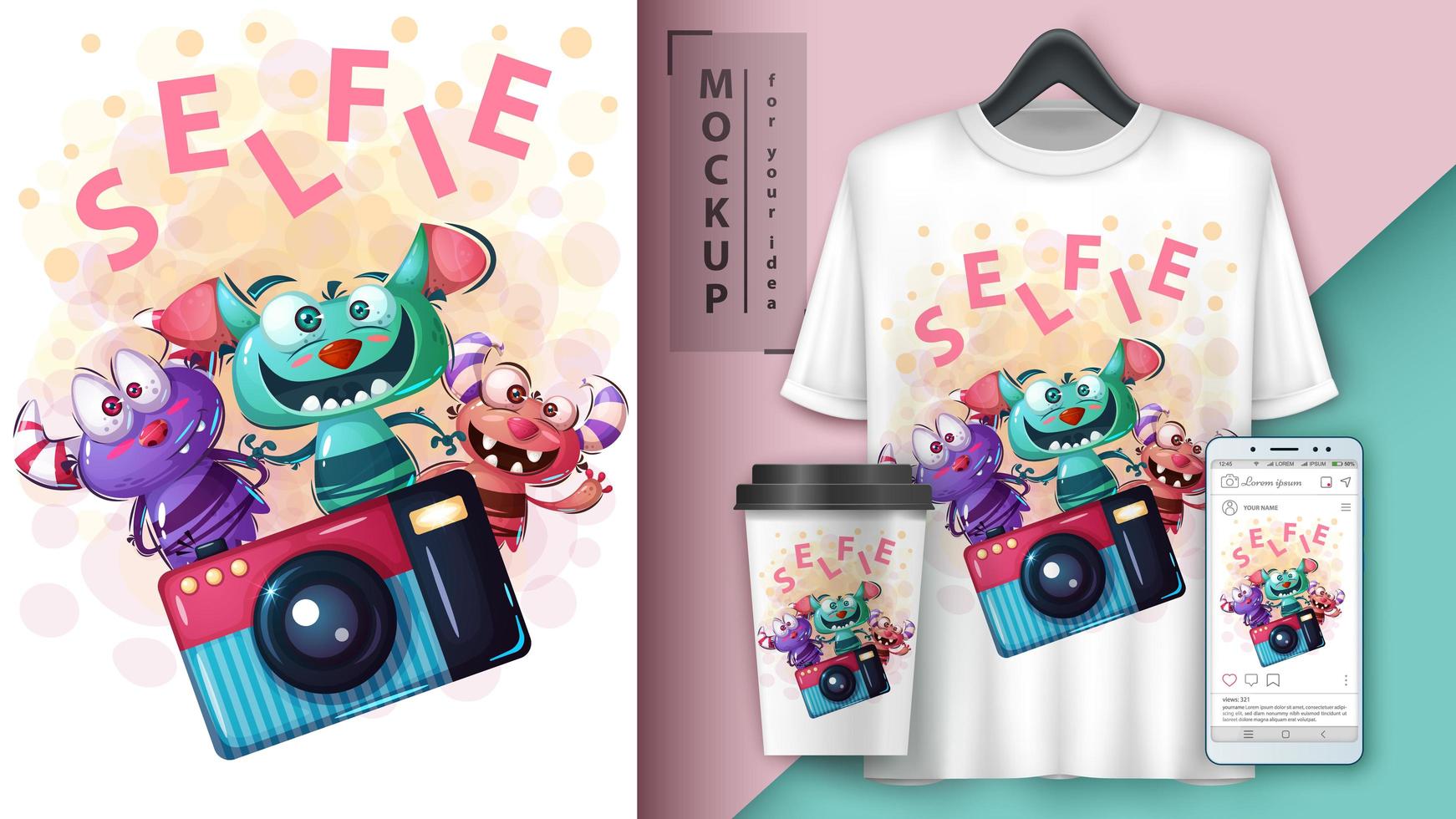 Little Monsters on Top of Camera vector