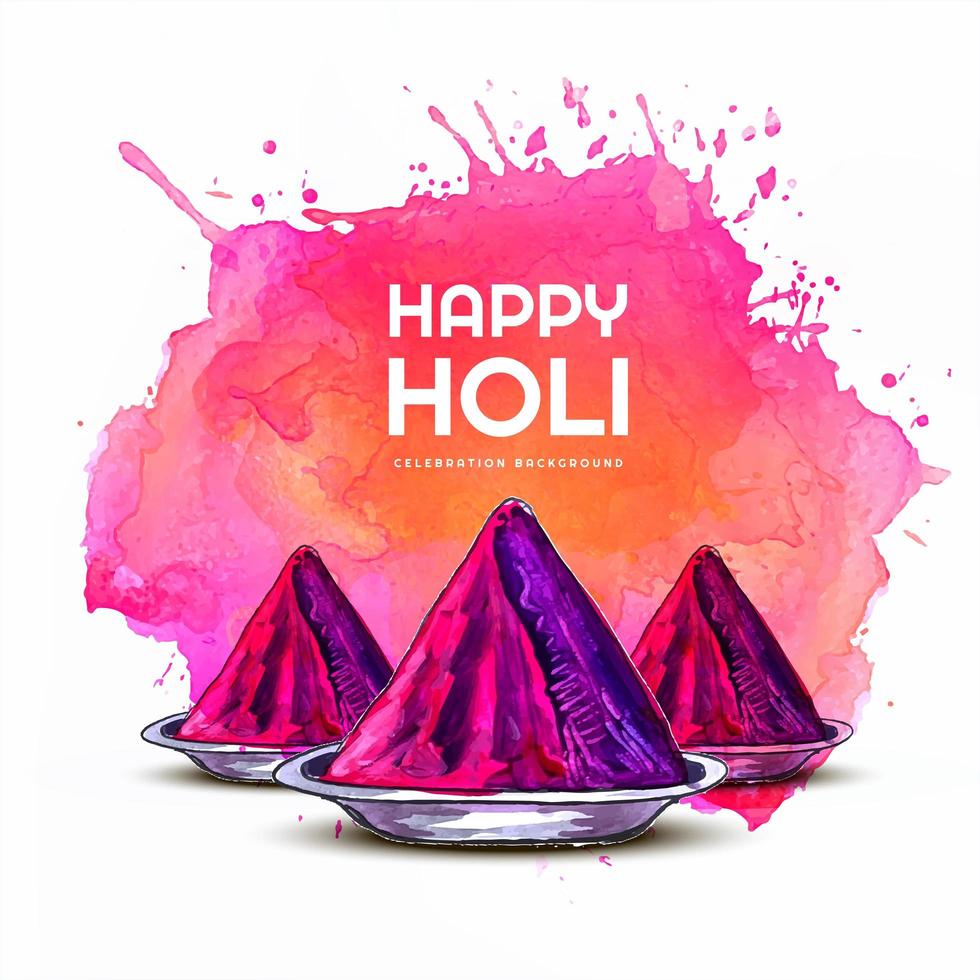 Happy Holi Card with Pink Gulal and Paint Splash vector