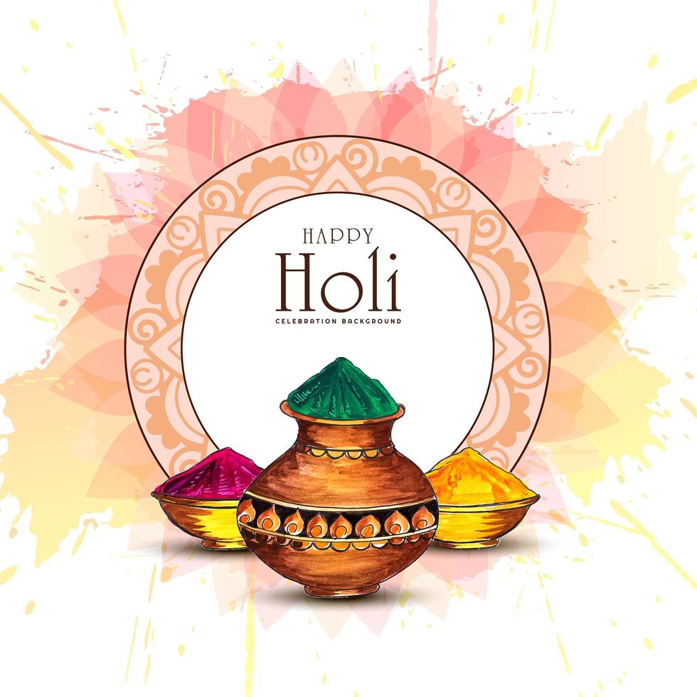 Holi Greeting Card with Decorative Circle Frame vector