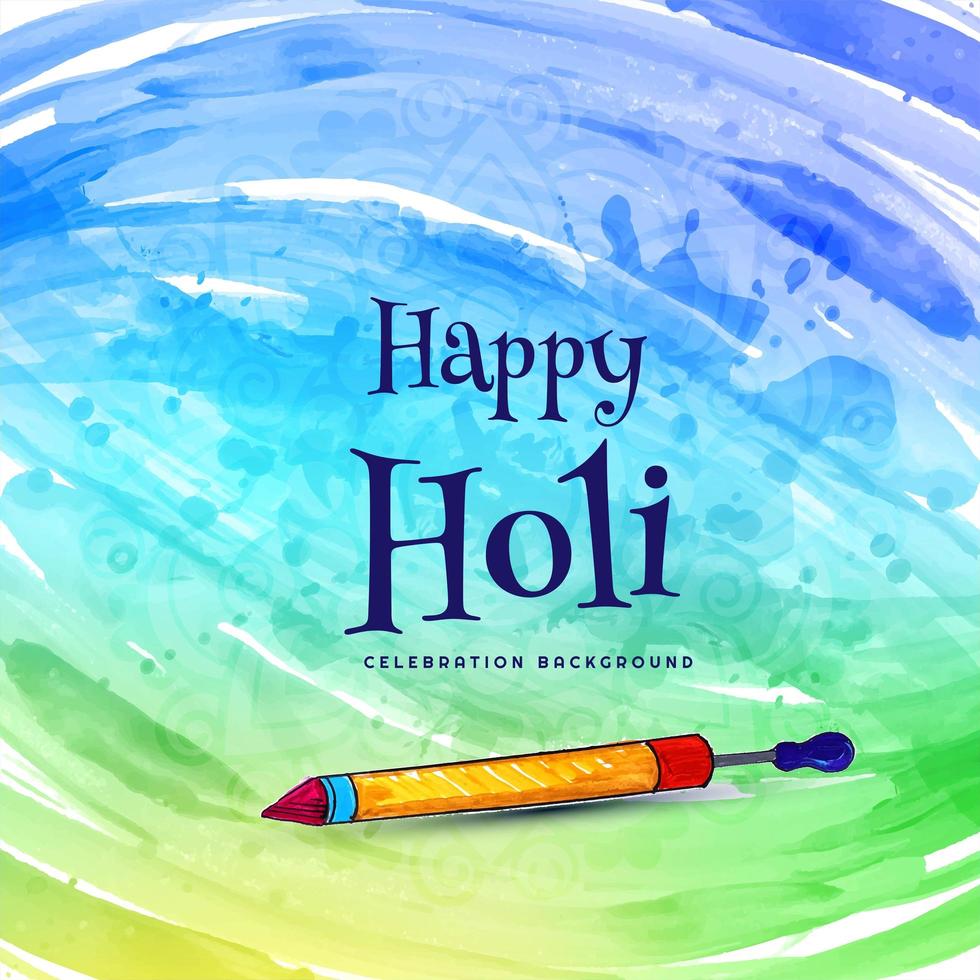 Holi celebration wishing card with pichkari vector