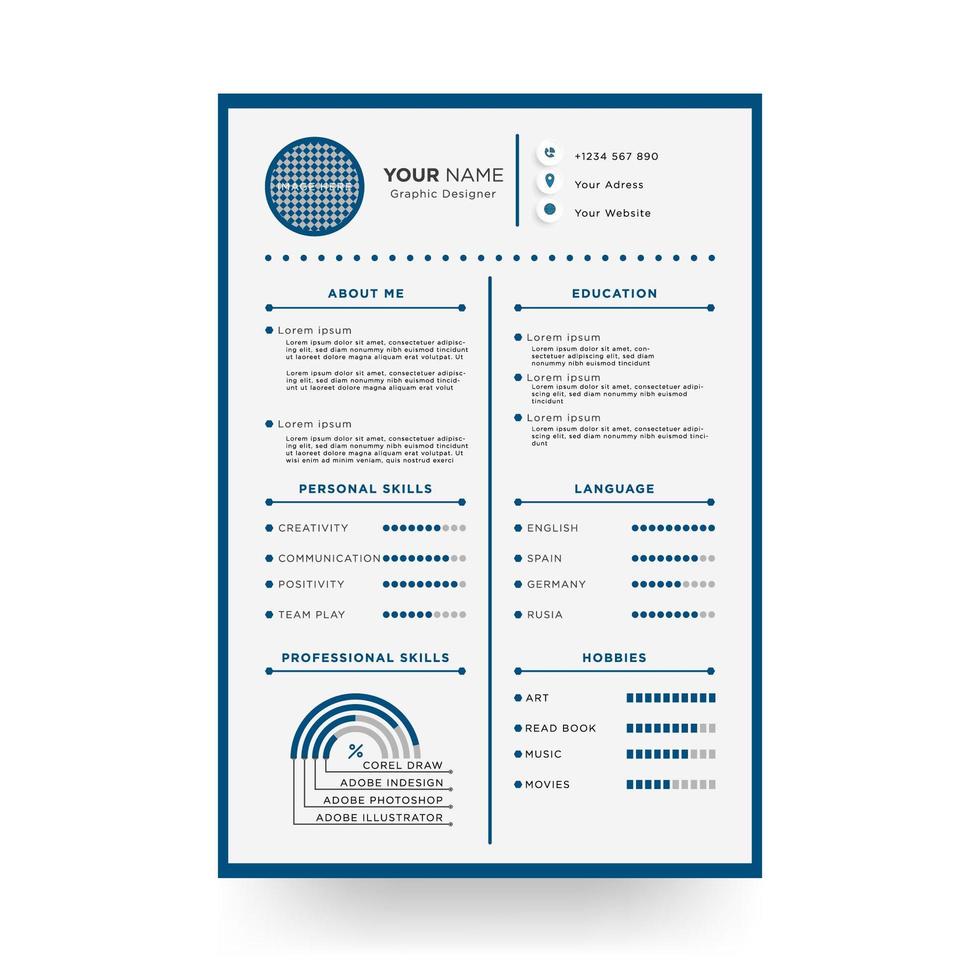 plantilla de currículum diseñada vector