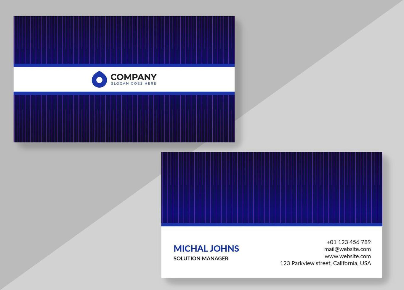 Glowing Purple Striped Business Card vector