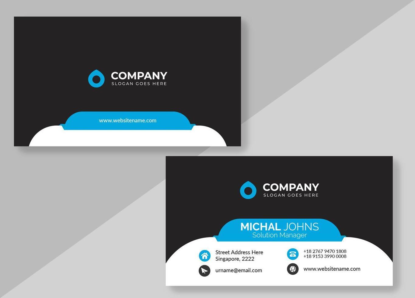 Black Business Card with White Rounded Border vector
