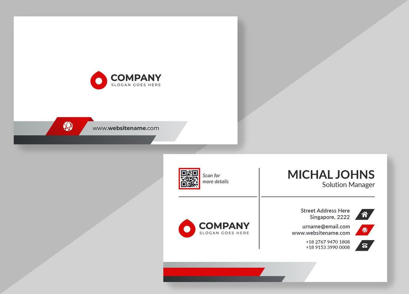 White Business Card with Red and Gray Details vector