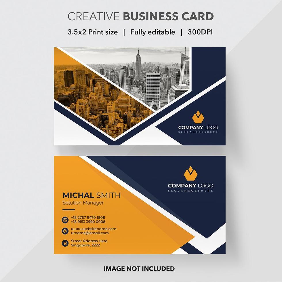 Modern Blue and Orange Triangle Design Business Card vector