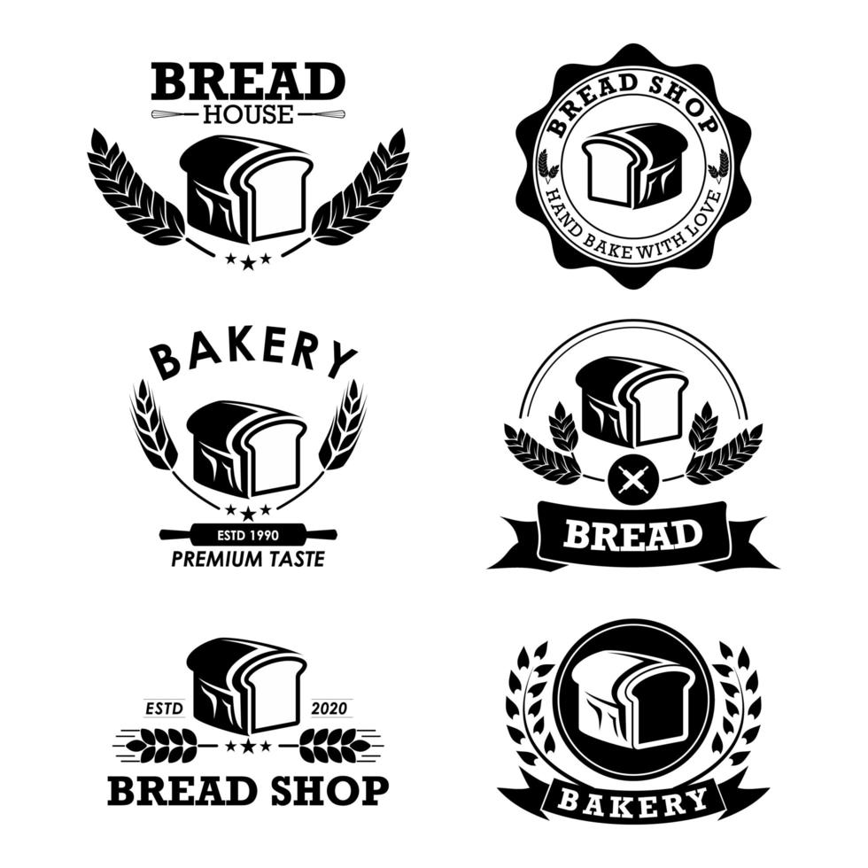 conjunto de logo de panadería y pan vector