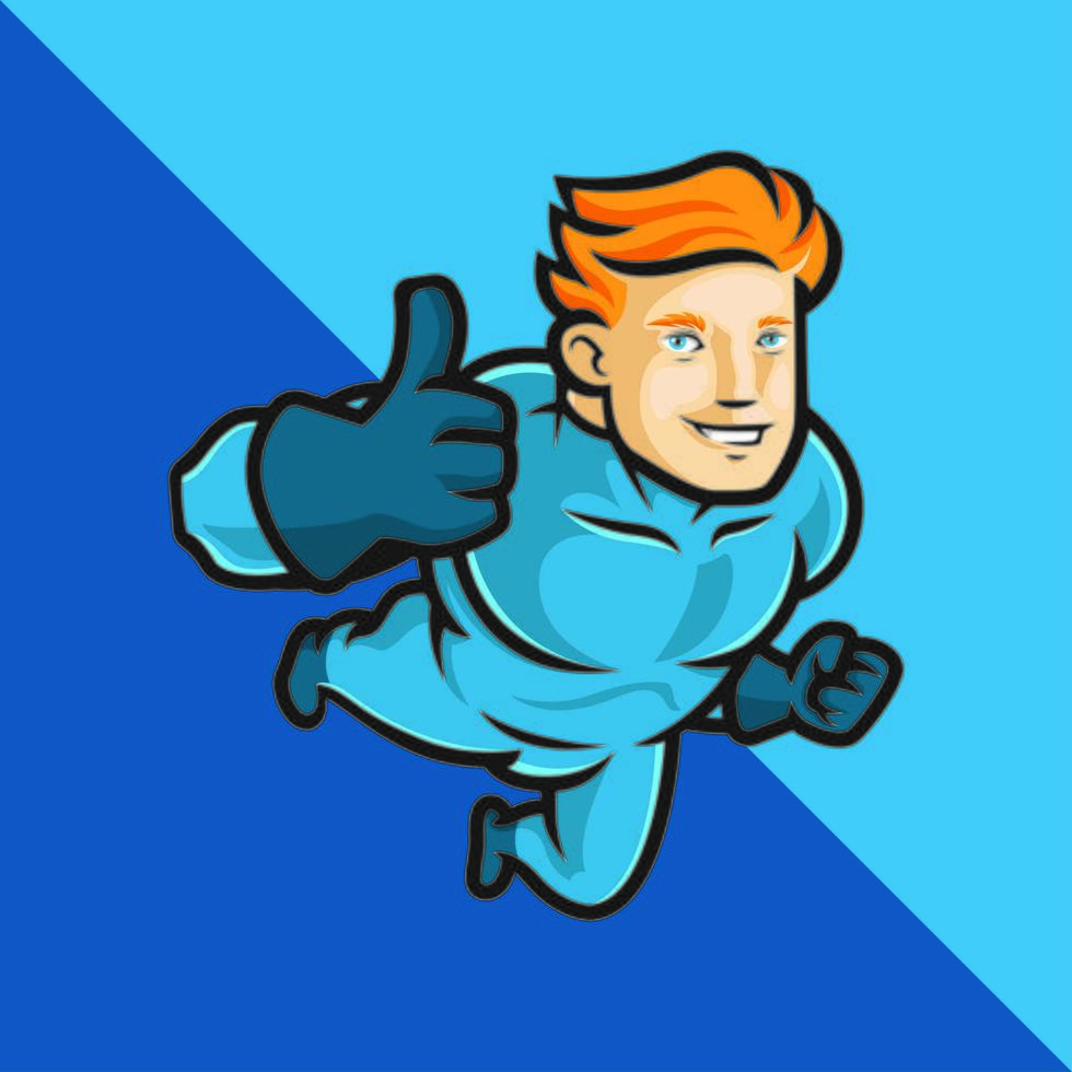 Superhero in Blue Making Thumbs Up vector