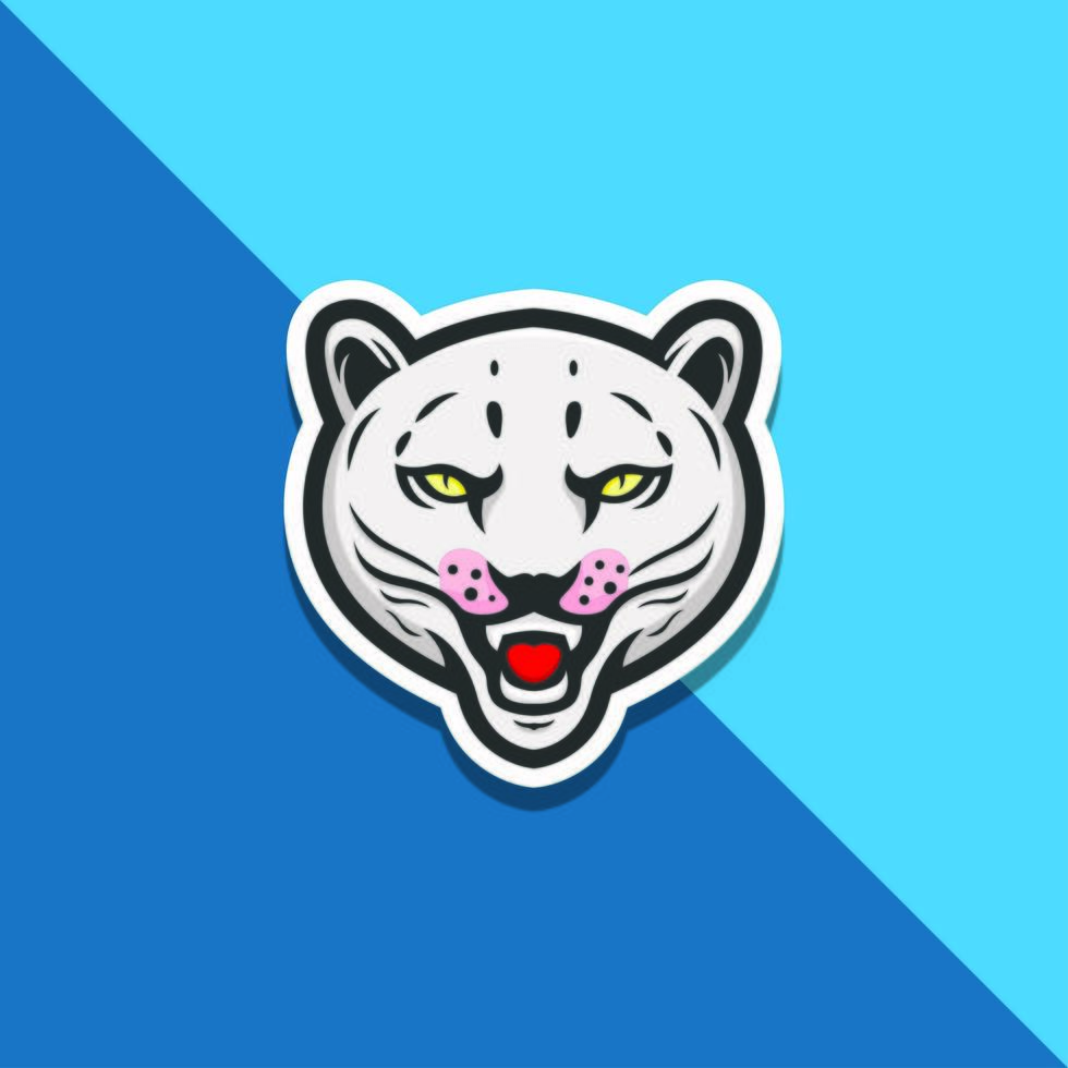 White Tiger Head on Blue vector