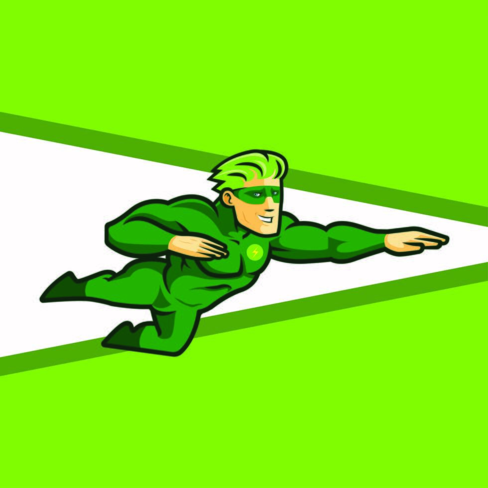 Flying Superhero in Green With Mask vector