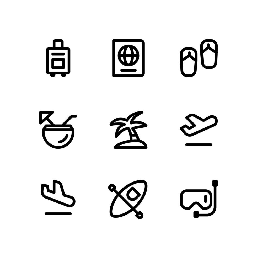 Travel Line Icons Including Briefcase, Passport and More