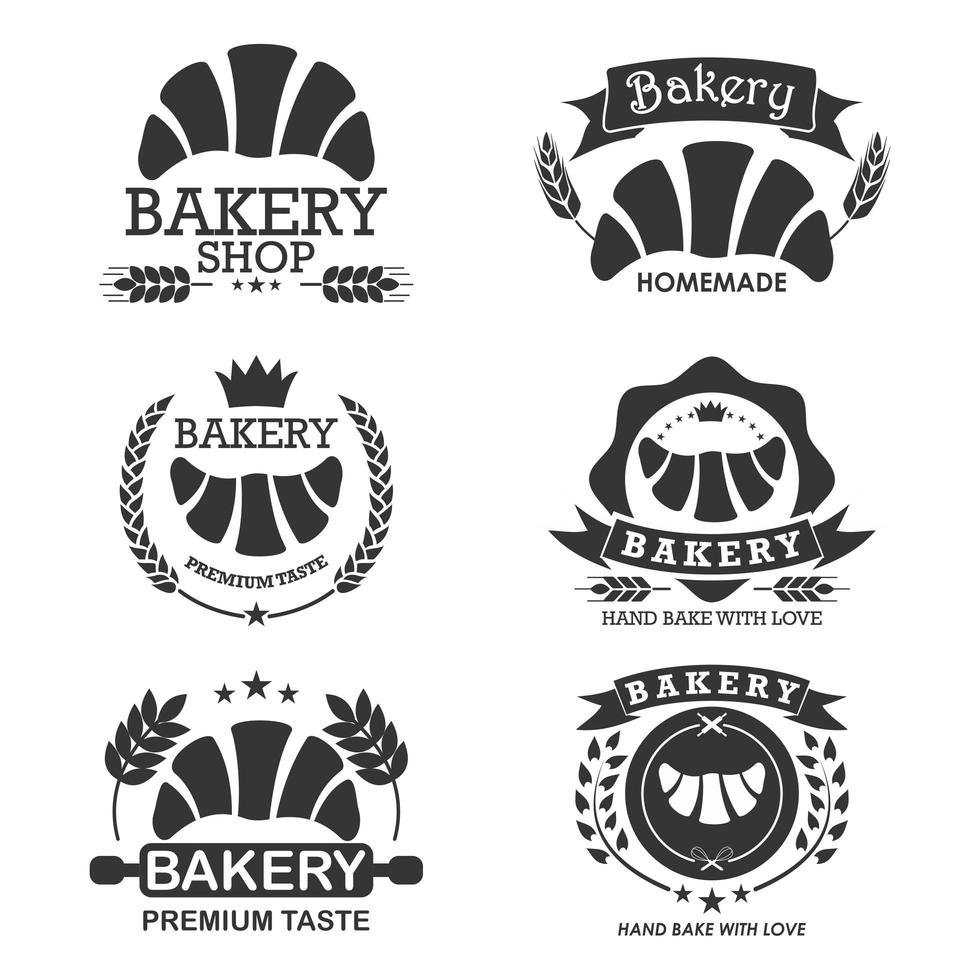 Bakery logo emblem set with croissants vector