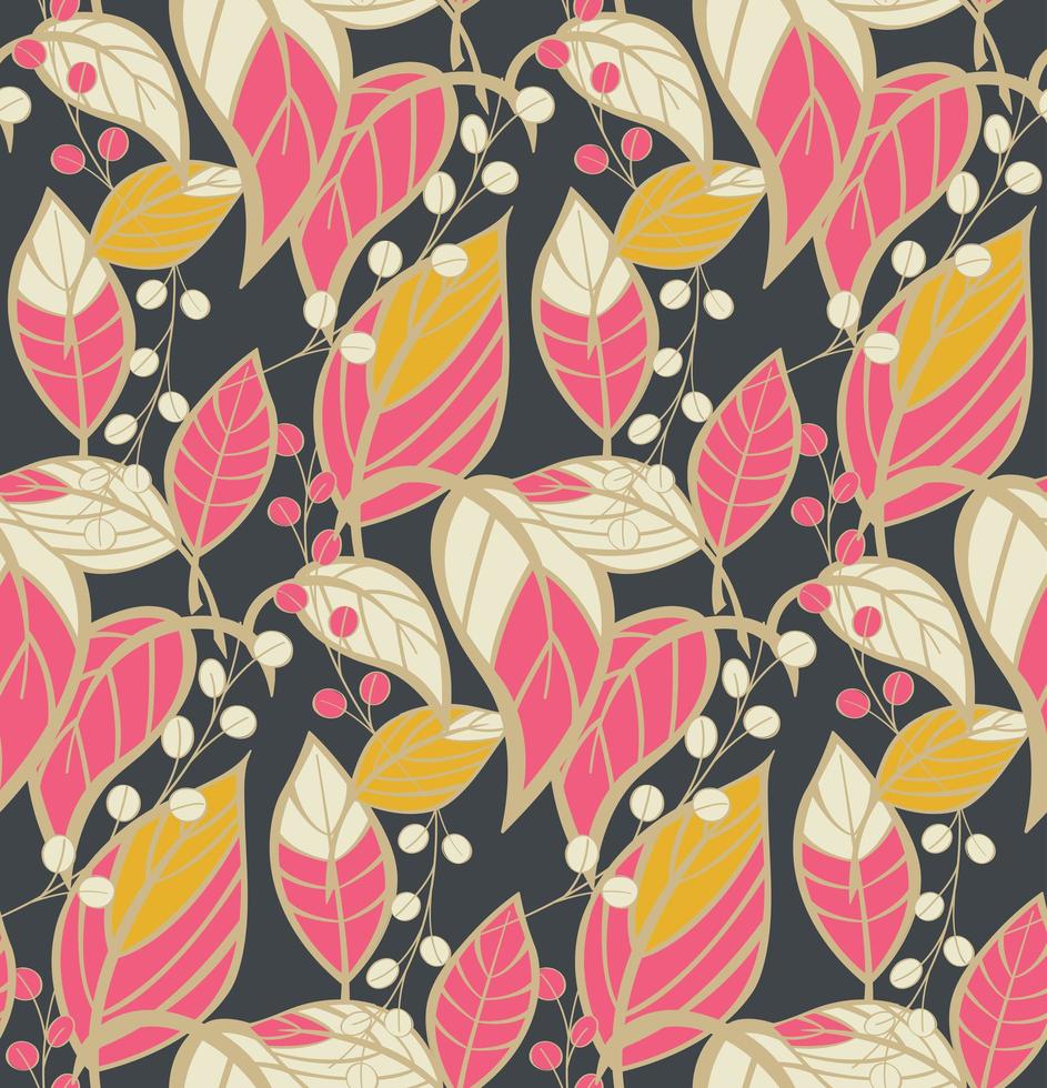 Seamless floral pattern with hand drawn leaves vector