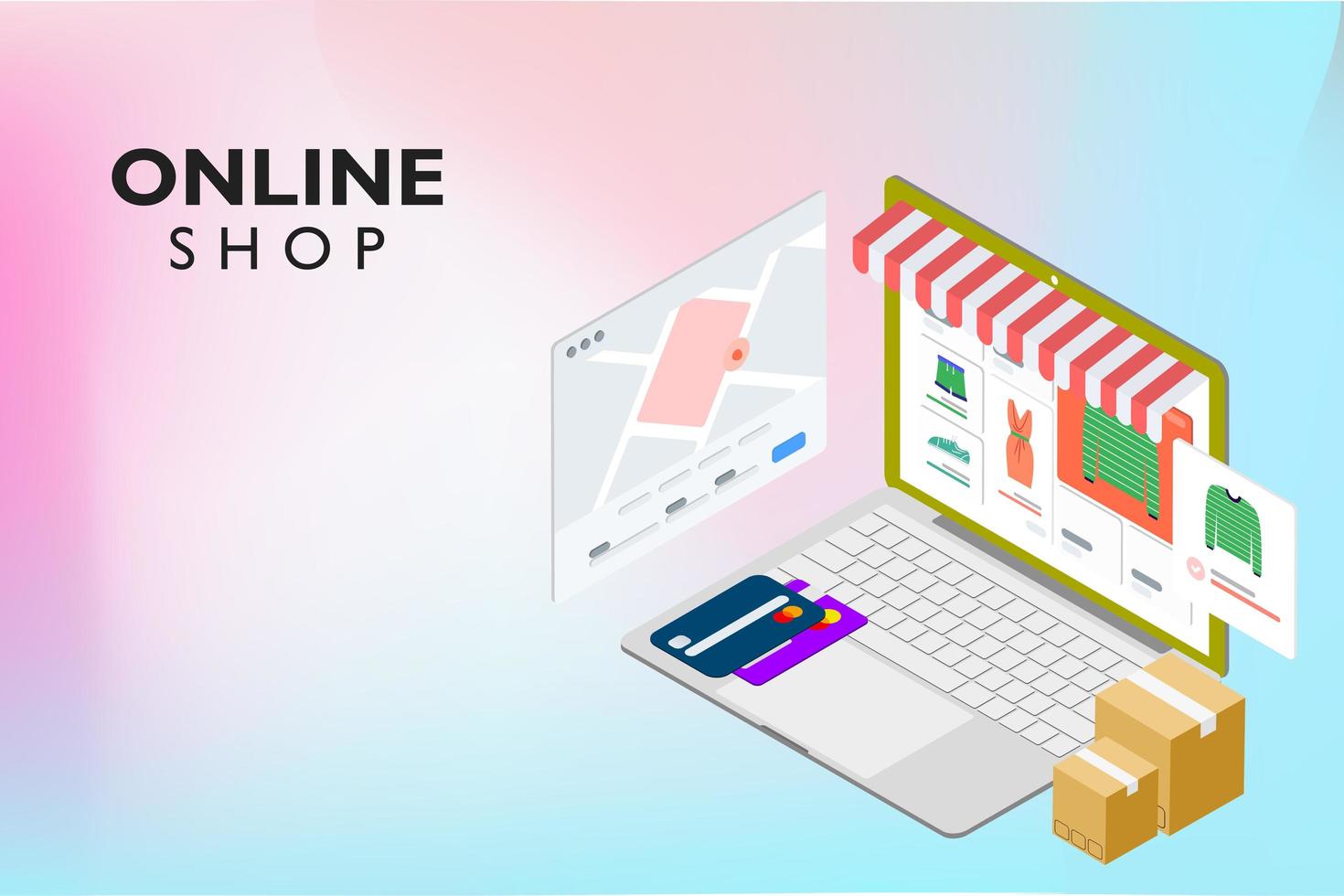 Shopping Online on Website or Mobile Application vector