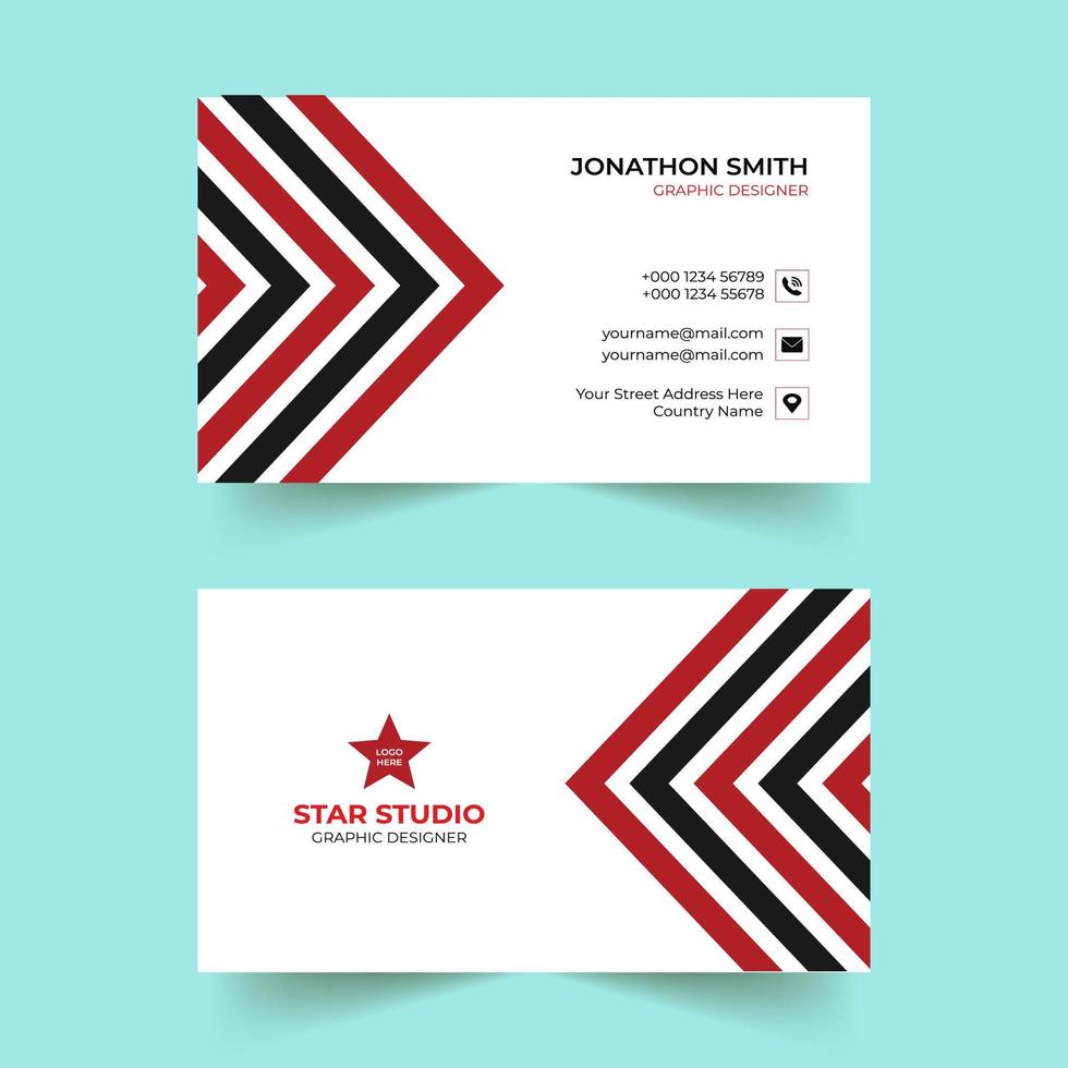 Red and Black Creative Modern Business Card Template vector