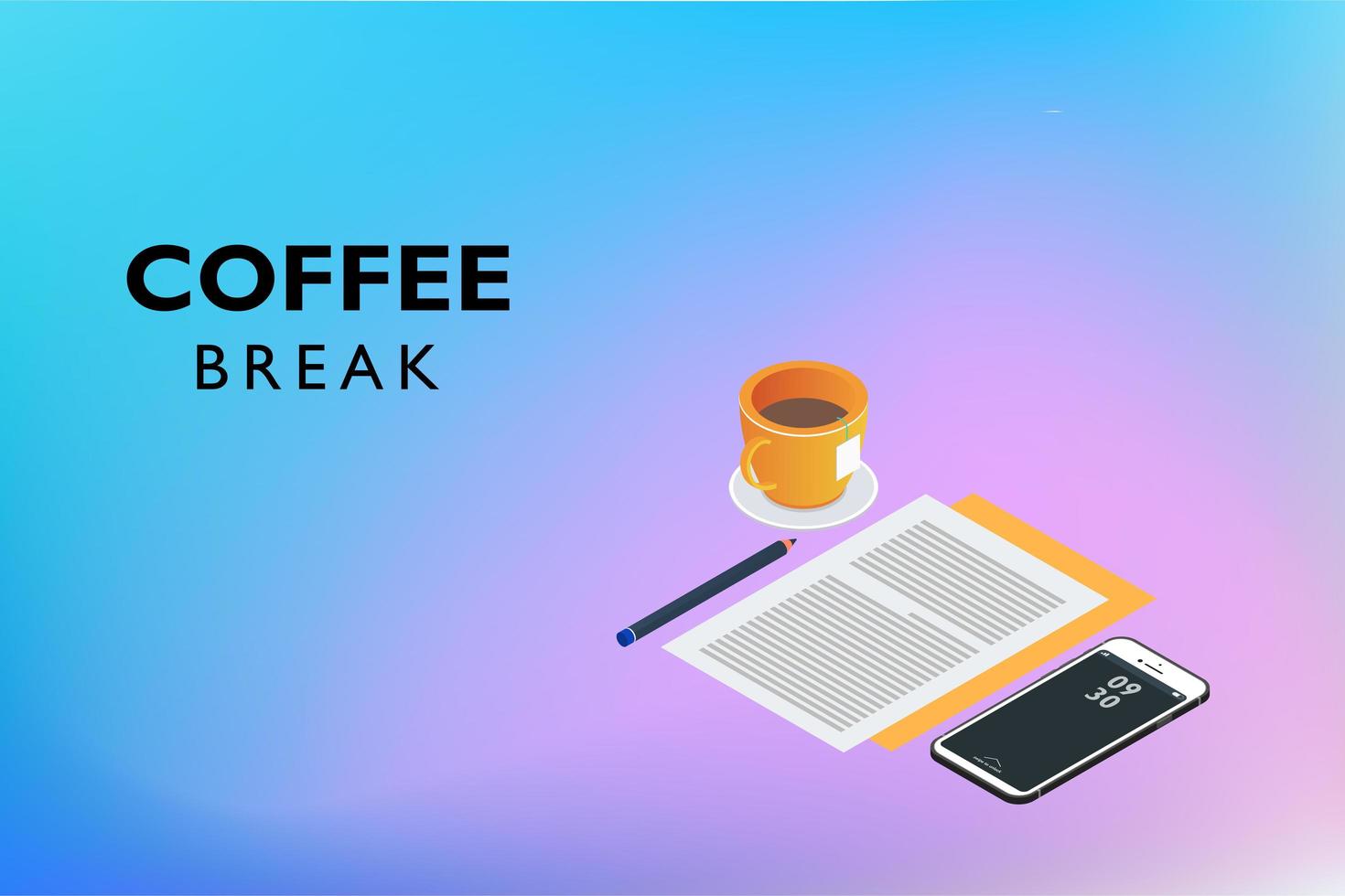 Coffee Break Flat Isometric vector